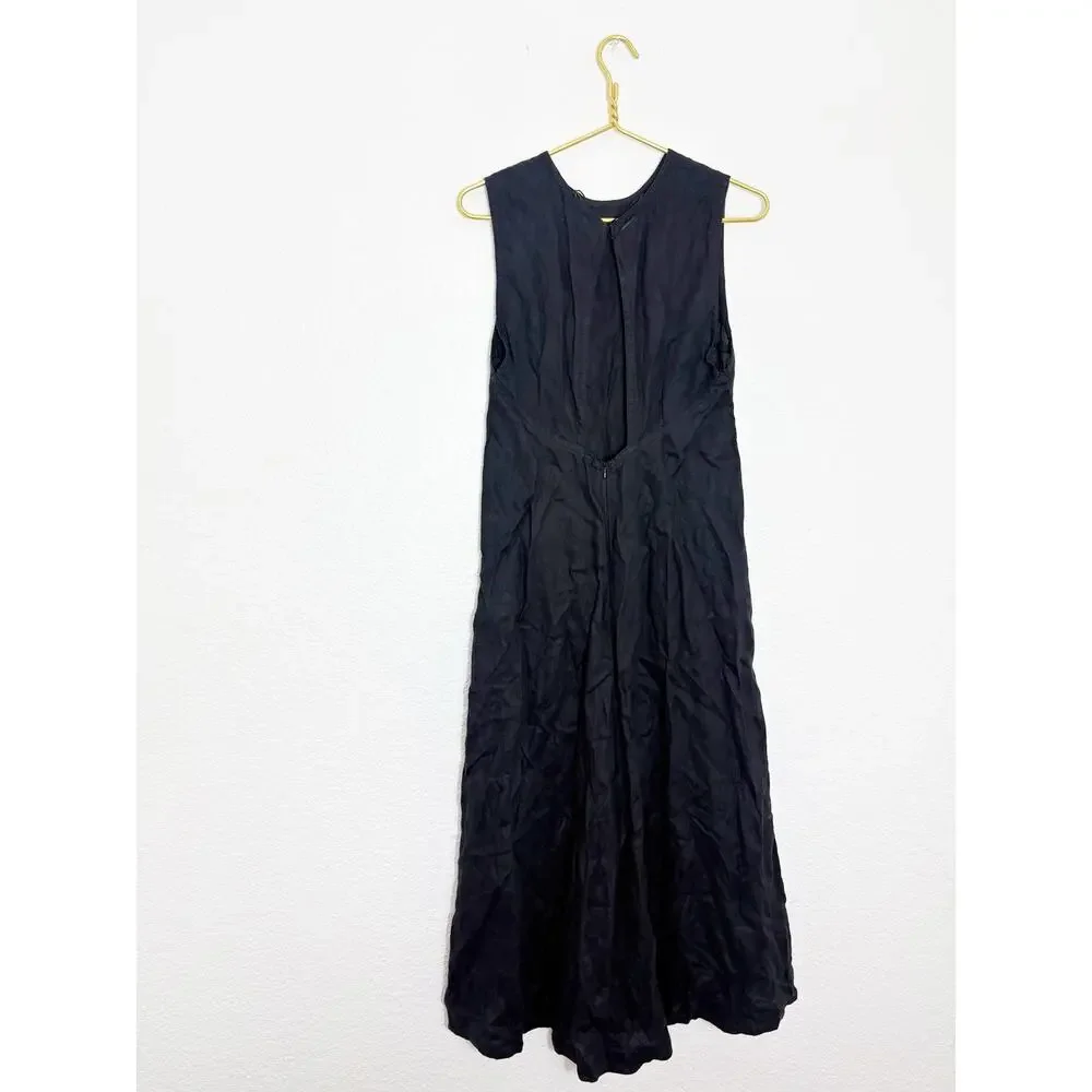 NWT Zara 100% Linen Midi Dress Size Small Black 2731/094 Lagenlook Preppy Chic - Picture 13 of 14